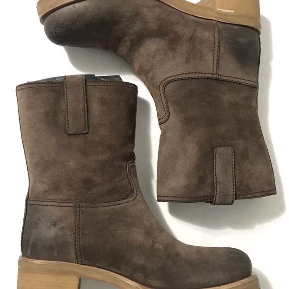 Prada Milano Ebano Brown Suede Ankle Boots NIB - Picture 3 of 8